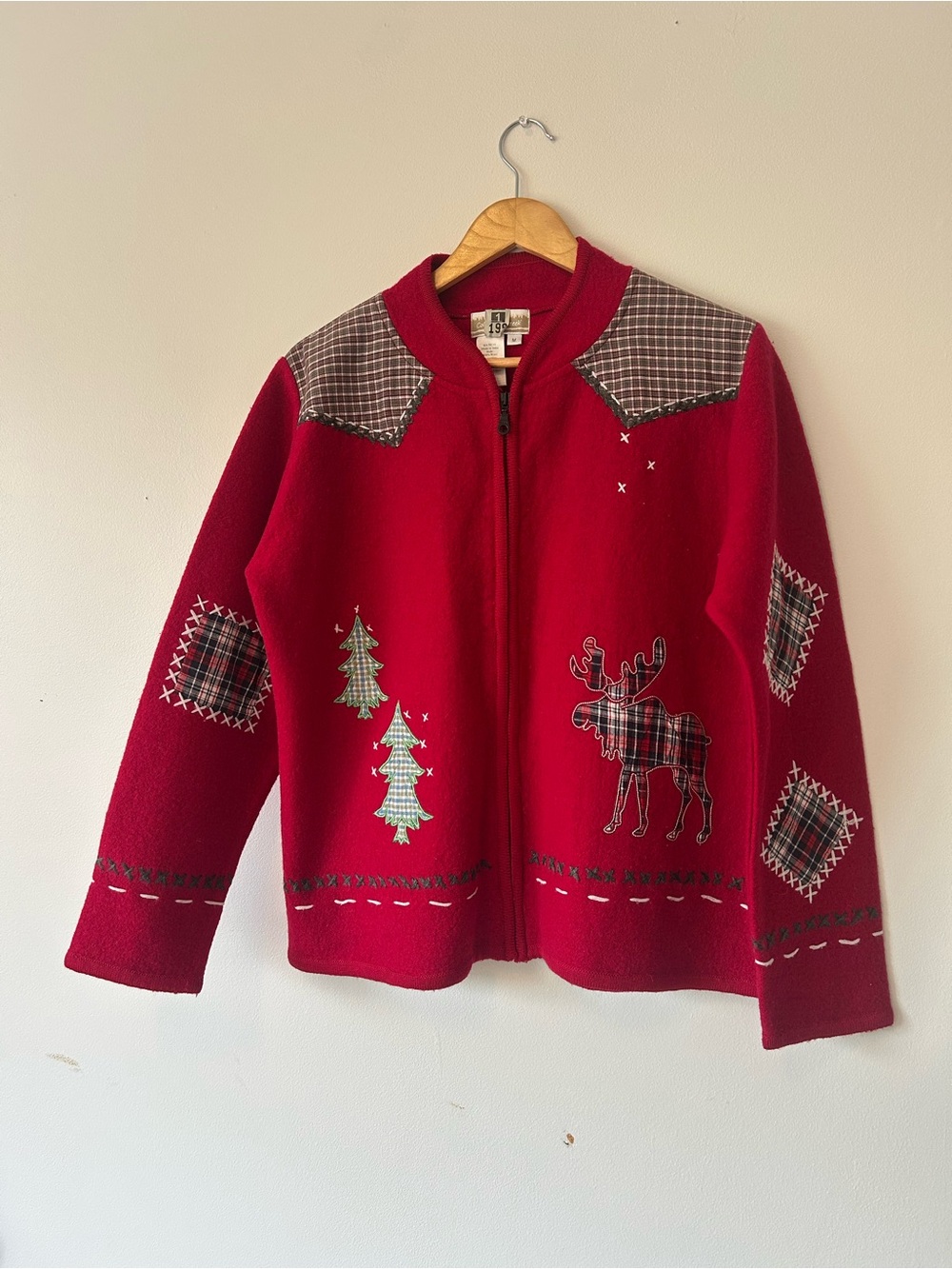 Vintage women’s wool camp theme zip up - Picture 3 of 12